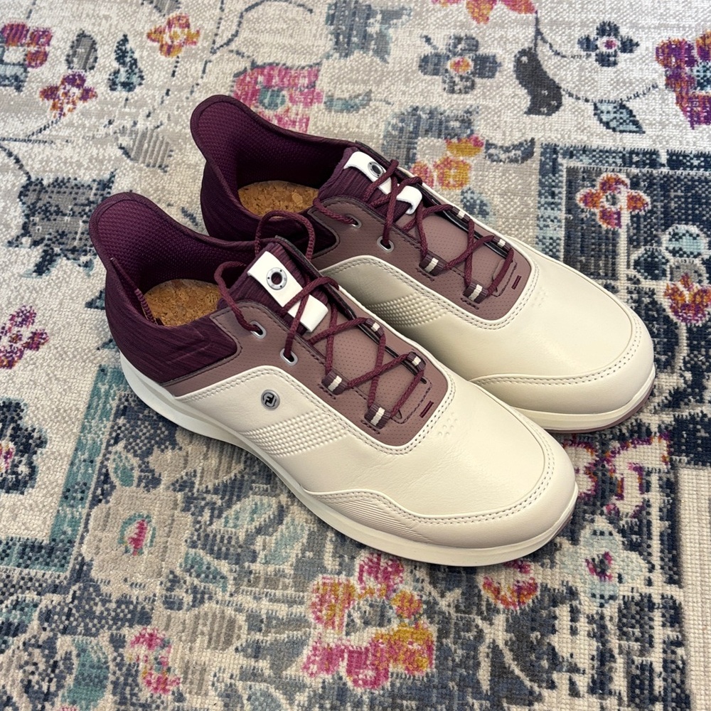 FootJoy Women's Sneakers in Cream and Burgundy